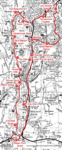 Map showing route of well dressing tour 2000