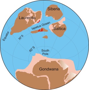 Figure Six. Continental Positions during the late Ordovician (450 million years)