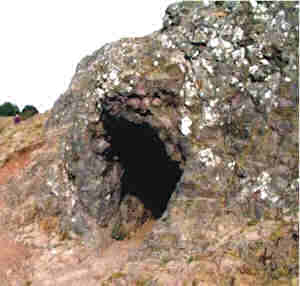 Photograph Three: Basalt lavas exposed at Clutters Cave (SO762394).