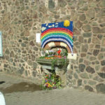 Fountain at Great Malvern Railway Station decorated for the annual well-dressing