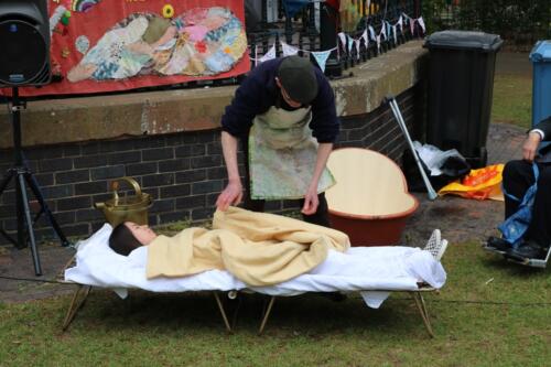 Demonstration of the Water Cure - fully wrapped and blanket added